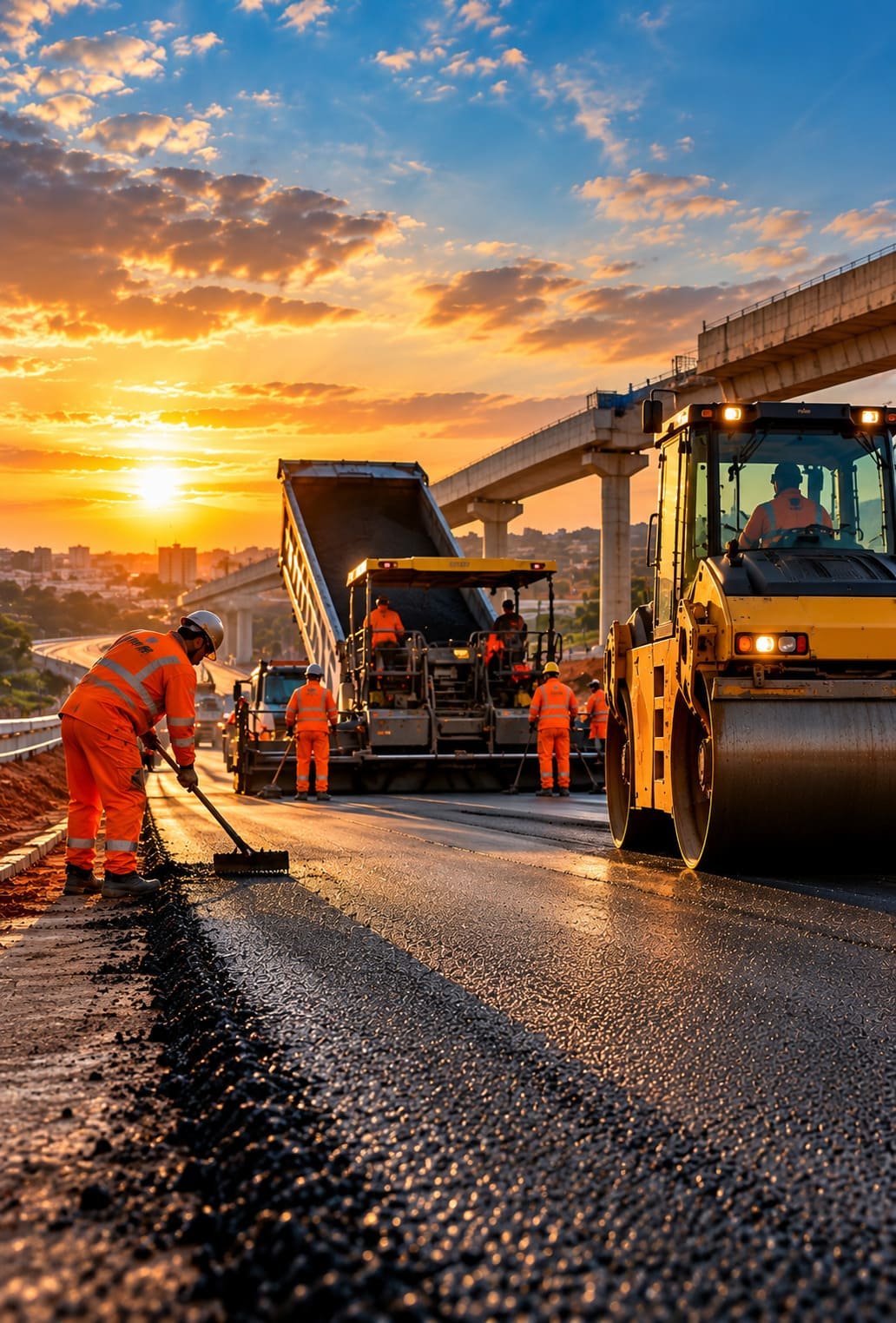 Obras Rodoviárias ao Pôr do Sol (1)
